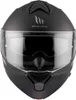 A front view of a black motorcycle helmet. Náhľad obrázku produktu