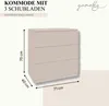 A 3-drawer chest of drawers with dimensions indicated. Produktbild-Vorschau