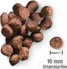 A pile of brown kibble with a ruler indicating 10mm size. Produktbild-Vorschau