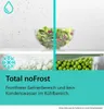 A split image showing food in a refrigerator and freezer, with text explaining a 'Total noFrost' feature. Podgląd zdjęcia produktu