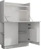 A white secretary desk with its doors and shelves open, shown against a white background. Produktbild-Vorschau