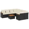 vidaXL 9-tlg. Garten-Sofagarnitur mit Kissen Schwarz Poly Produktbild-Vorschau 1