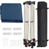 A collection of items for a pop-up gazebo, including the folded canopy, the frame, ropes, and stakes, all laid out on a white background. Produktbild-Vorschau