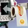 A close-up view of a LEGO spaceship with stickers of a hot dog and a sun. Anteprima dell’immagine prodotto