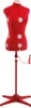 A red adjustable dress form on a stand, isolated on a white background. Produktbild-Vorschau