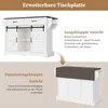 A marketing image showing a kitchen island with an extendable tabletop in both its closed and open states. Anteprima dell’immagine prodotto