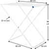 A white metal drying rack with dimensions indicated by arrows and text. Produktbild-Vorschau