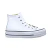 A white Converse Chuck Taylor All Star Lift Leather High sneaker is shown against a white background. Produktbild-Vorschau