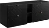 A black cabinet with a herringbone pattern on the doors and rose gold handles. Voir les images du produit