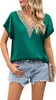 ASKSA Damen T-Shirt Sommer Satin Spitze V-Ausschnitt Produktbild-Vorschau 1