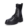 A black leather lace-up boot on a white background. Produktbild-Vorschau