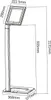 A technical drawing of a tablet floor stand with dimensions indicated. Produktbild-Vorschau