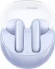 A pair of violet wireless earbuds in their charging case. Produktbild-Vorschau