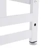 A close-up view of the bottom corner of a white metal dish rack, showing its leg and adjustable foot. Podgląd zdjęcia produktu