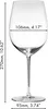 A clear, front-facing studio shot of a wine glass with dimensions indicated by text overlays. Produktbild-Vorschau