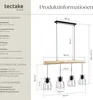 Závěsné svítidlo Woody, 4 světla, s dřevěným nosníkem, 40 W Náhled obrázku produktu 7