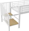 Sweiko 90 x 200 Halbhohes Hochbett mit Stauraumtreppe, Weiß Produktbild-Vorschau 16