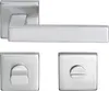 A set of door handles and escutcheons on a white background. Produktbild-Vorschau