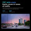 Marketing image for a dashcam, showing a highway scene and text highlighting features. Produktbild-Vorschau