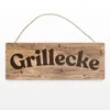 Metallschild Grillecke Aluminium, rustikale Holzoptik, Produktbild-Vorschau 2
