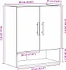 A line drawing of a wall-mounted cabinet with dimensions indicated by text and lines. Voir les images du produit