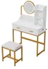 Schminktisch mit LED-Beleuchtung, Hocker, 2 Schubladen, Produktbild-Vorschau 9