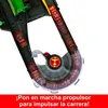 A toy race car track with multiple cars on it, viewed from a high angle. Produktbild-Vorschau