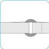 A close-up illustration of a roll-out bed mattress pad with a gray circular fastener. Produktbild-Vorschau