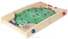 A wooden tabletop soccer game with red and blue player pieces. Produktbild-Vorschau