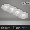Four white LED downlights are arranged diagonally on a light gray ceiling. Produktbild-Vorschau