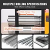 A collage of images showing a rolling mill machine and examples of materials it can process. Produktbild-Vorschau