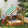 Outsunny Sandkasten mit Dach, Sandkiste Holz mit Sitzplatz Produktbild-Vorschau 2