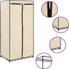 A cream-colored wardrobe with black trim and zippers, shown with close-up insets of the zipper, corner, and frame. Náhľad obrázku produktu