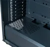 Close-up view of the interior of a computer case, showing drive bays and ventilation. Produktbild-Vorschau