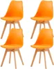 Four orange chairs arranged in a grid against a white background. Voir les images du produit
