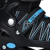 A close-up view of a black inline skate with blue and white accents. Anteprima dell’immagine prodotto