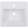 A top-down view of a white ceramic sink with two holes. Produktbild-Vorschau