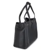 A black tote bag is shown from a side angle against a white background. Produktbild-Vorschau