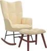 vidaXL Fauteuil à bascule avec tabouret blanc crème velours Voir les images du produit 9