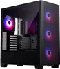 A black computer case with RGB lighting on the fans. Produktbild-Vorschau