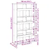This is a dimension diagram for a shelving unit, showing its width, height, depth, and compartment sizes in centimeters and inches. Podgląd zdjęcia produktu