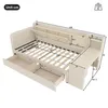 A diagram of a daybed with dimensions and storage features. Anteprima dell’immagine prodotto