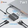 USB C Hub 7in1 Adapter 2x HDMI 4K 60Hz 100W PD Schnellladen Produktbild-Vorschau 4