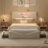 UnboxG Doppelbett 140×200 cm, beige, Samtstoff, mit 4 Produktbild-Vorschau 1