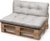 A gray pallet cushion set on a wooden pallet. Náhľad obrázku produktu