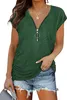 ASKSA Damen Sommer T-Shirt Reißverschluss Kurzarm Tunika Produktbild-Vorschau 1