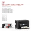 A marketing image showing compatible printer models for a product, with a printer and binders in the foreground. Produktbild-Vorschau