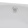 A close-up view of a white sink drain with a silver grate. Anteprima dell’immagine prodotto