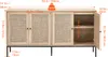A diagram showing the dimensions of a wooden cabinet with rattan doors. Anteprima dell’immagine prodotto