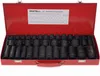 A red metal toolbox filled with black impact sockets. Náhled obrázku produktu